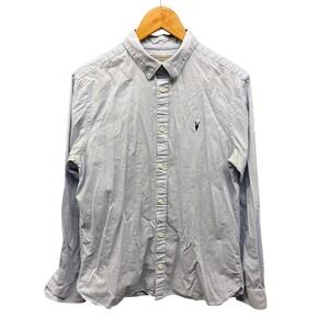 AllSaints Shirt Men's M‎ Light Blue Button Down Long Sleeve Casual Cotton Top